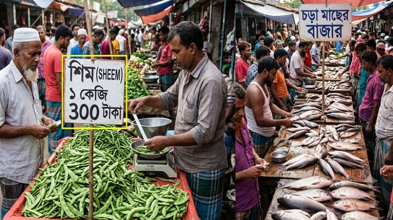 শিমের দামে ত্রিপল সেঞ্চুরি, চড়া মাছের বাজারও