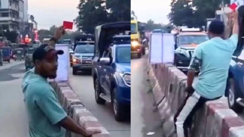 ১১ দলীয় ঐক্যের লংমার্চের গাড়িবহরকে লাল কার্ড, ছাত্...